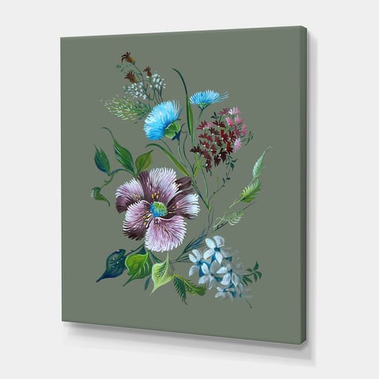 Designart - Purple and Turquoise Spring Flowers